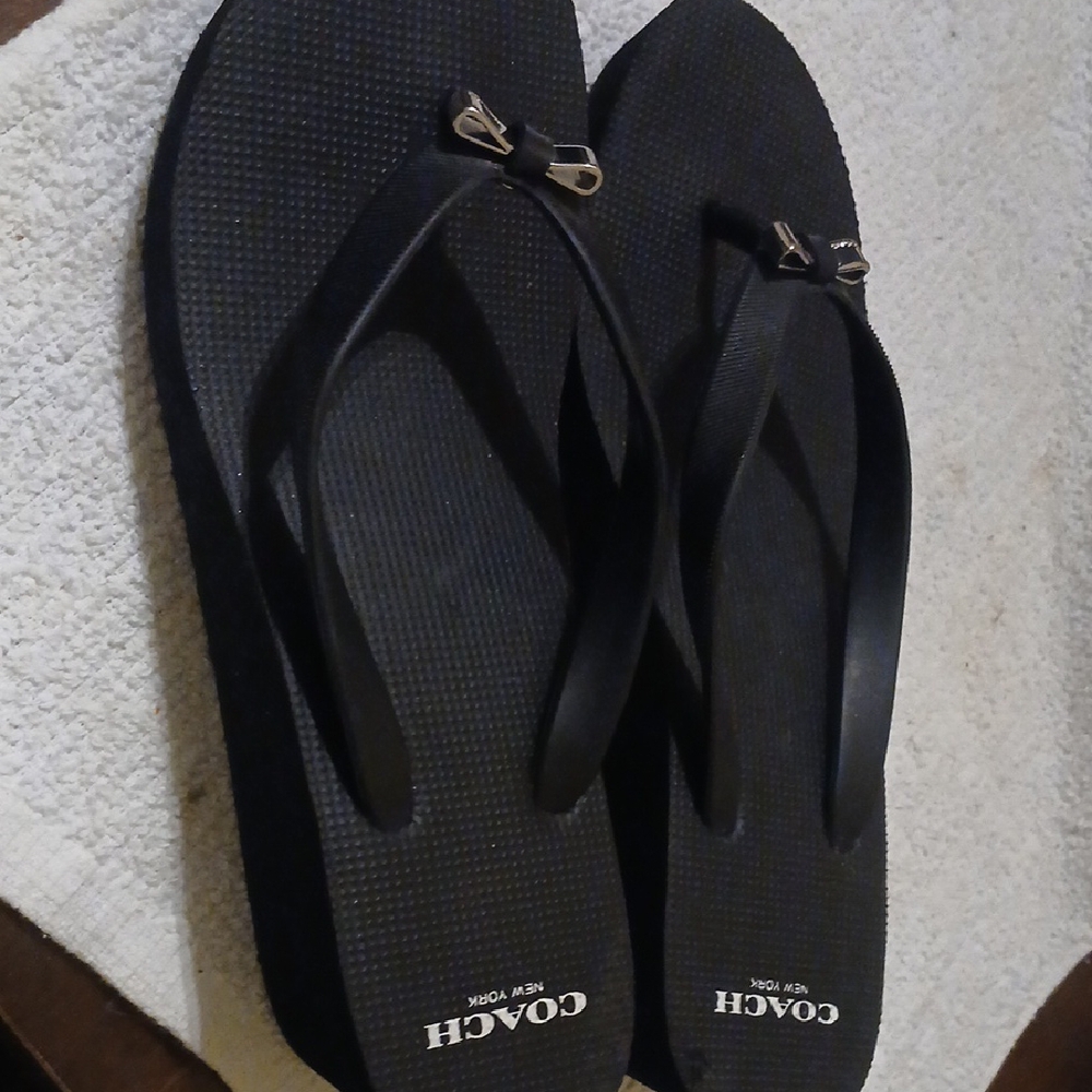 Coach Black Sandals with Bow Detail